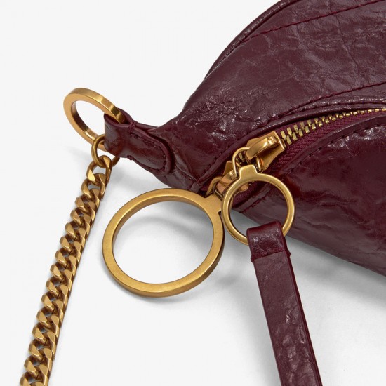 Charles Keith Ring Decoration Street Fashion Belt Bag Burgundy